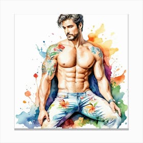 Young Man With Tattoos Canvas Print