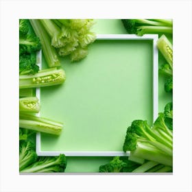 Green Vegetables In A White Frame Canvas Print