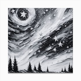 Starry Night black and white Canvas Print