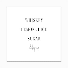 Whiskey Sour Cocktail Recipe Canvas Print