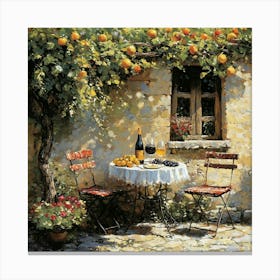 Table In The Garden Art Canvas Print