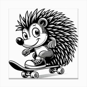 Hedgehog Skateboarding Canvas Print