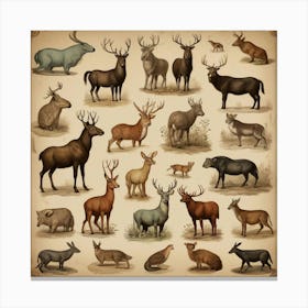 Default Default Vintage Animals For Defferent Seasons Aestethi 3 (2) Canvas Print