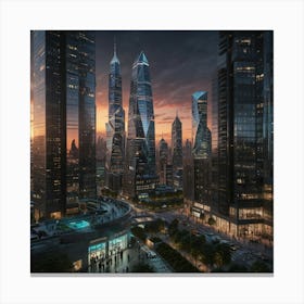 Futuristic Cityscape 49 Canvas Print