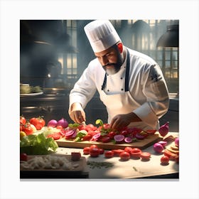 Chef Preparing Vegetables Canvas Print