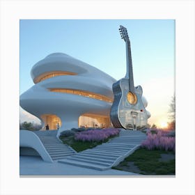 Futuristic House With Guitar Canvas Print