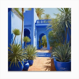 Jardin Majorelle Morocco Modern Blue Illustration art print 3 Canvas Print