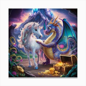 Unicorn And Dragon Canvas Print