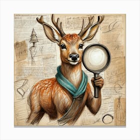 Deer With Magnifying Glass 25 Canvas Print