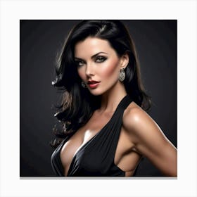 Sexy Woman In Black Dress Canvas Print