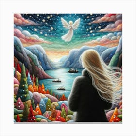 Blonde Women and Angel 1 Canvas Print