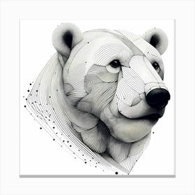 Ice Bear Head - Abstract Line Art Illustration 128 Canvas Print