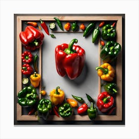 Peppers In A Frame 42 Canvas Print