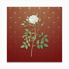 Vintage White Rose of Rosenberg Botanical on Falu Red Pattern n.1187 Canvas Print