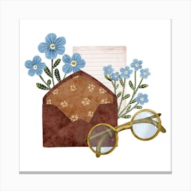 Forget Me Not and love letter Canvas Print