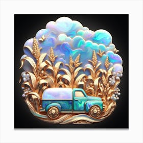 Vintage Truck In The Field Canvas Print