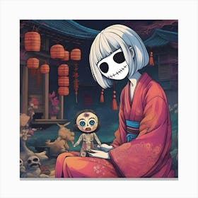 Manga Skeleton Girl Canvas Print