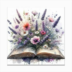 Open Book With Flowers 4 Canvas Print