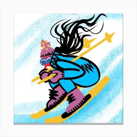 Ski Girl Square Canvas Print