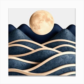 Moon And Waves 66 Canvas Print