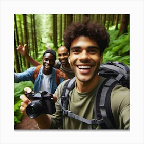 A Travel Vlogger’s Journey Through the Lush Green Forest of Norway Canvas Print
