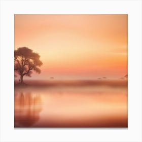 Sunset With A Tree Canvas Print