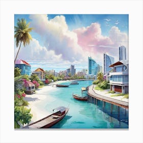 City By The Sea 1 Canvas Print