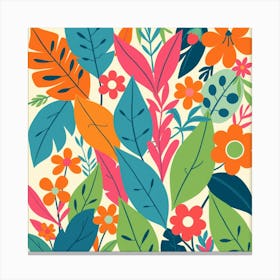 Colorful Flowers And Leaves Canvas Print