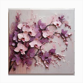 Pattern with mauve Orchid flowers 3 Canvas Print