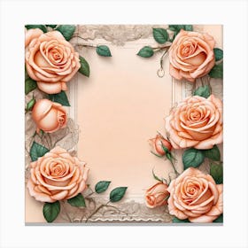 Frame With Roses 13 Canvas Print