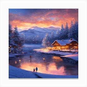 Winter Landscape Painting Canvas Print