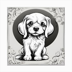 Black And White Dog 1 Canvas Print