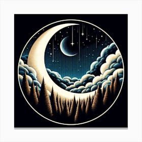 Moon And Clouds Canvas Print