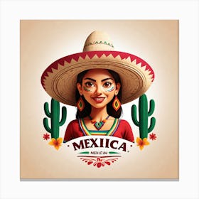Mexican Girl In Sombrero 4 Canvas Print