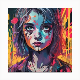 Girl With The Paint On Her Face Canvas Print