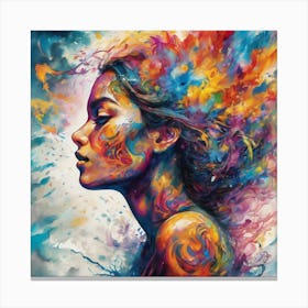 Woman With Colorful Hair Canvas Print