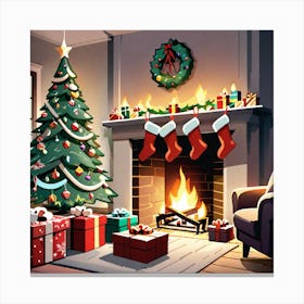 Christmas In The Living Room 13 Canvas Print