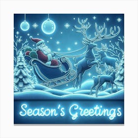 Santa Claus In Sleigh With Reindeer Canvas Print