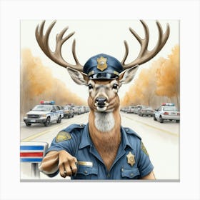 Deer Police Officer Canvas Print