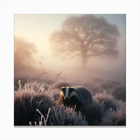 Badger In Frost Canvas Print