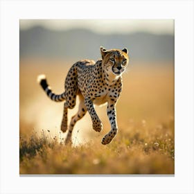 A Majestic Cheetah Sprinting Across The Savannah 2 Canvas Print