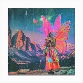 Flying Fairy futuristic retro art Canvas Print