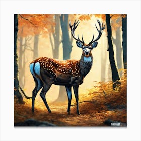 Deer In The Woods 48 Canvas Print