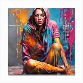 Girl With Paint On Her Face Canvas Print