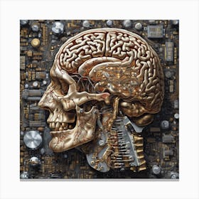 Brain On A Circuit Board Canvas Print