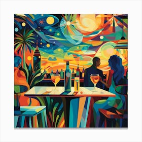 Night At The Bar Canvas Print