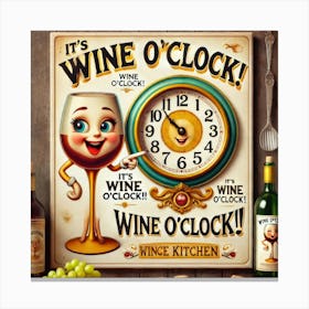 Wine O'Clock. Kitschy Kitchen Art Series Leinwandbild