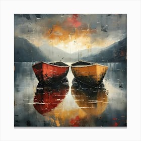 Two Boats At Sunset, Abstract Expressionism, Minimalism, and Neo-Dada Canvas Print