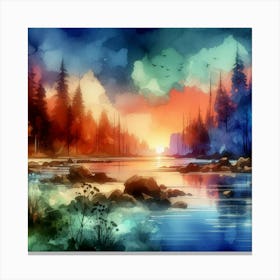 Watercolor Landscape Painting 1 Canvas Print