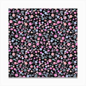 Planets Constellation Pink Square Canvas Print